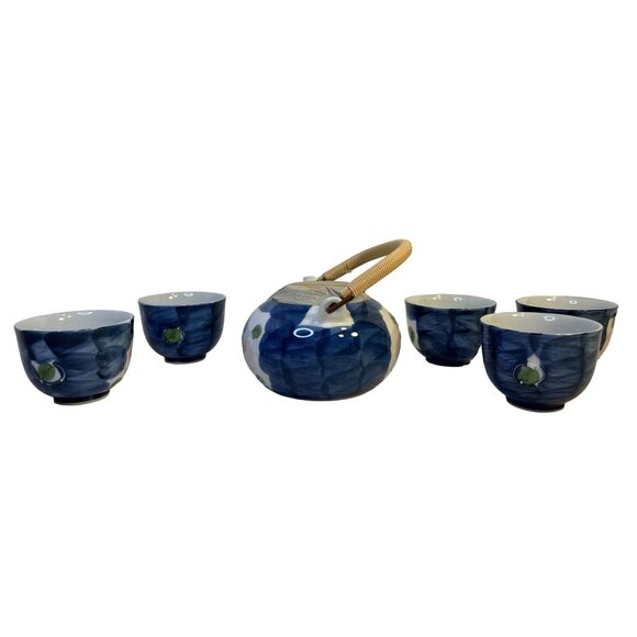 Arita Porcelain Hand Painted Cobalt Blue Pink Oarita Teapot With Lid 5-Cups NIB - Picture 3 of 16